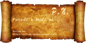 Petrák Noémi névjegykártya